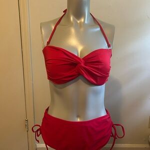 Vibrant Red Bikini with Adjustable Side Ties